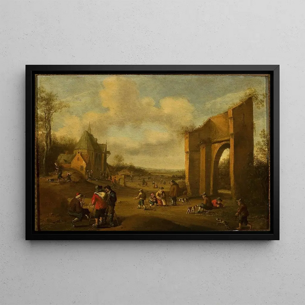 Paesaggio campagnolo con contadini - Joost Cornelisz Droochsloot — quadro incorniciato alla parete