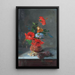Hibiscus, freesias, dalie e giacinti su una credenza in marmo - José María Bracho Murillo — quadro incorniciato alla parete