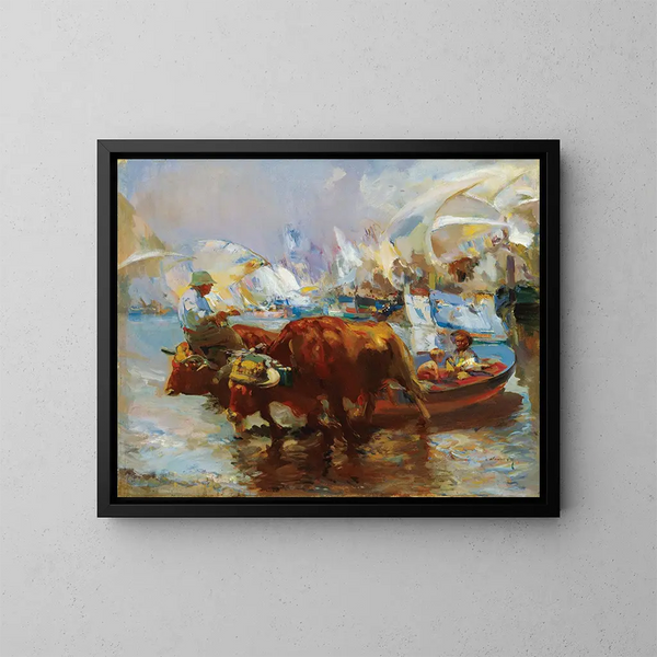 Arrivo del pesce catturato - José Navarro y Llorens — quadro incorniciato alla parete