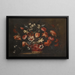 Natura Morta con un Cesto di Tulipani, Garofani e Altri Fiori su un Piedistallo di Pietra - José de Arellano — quadro incorniciato alla parete
