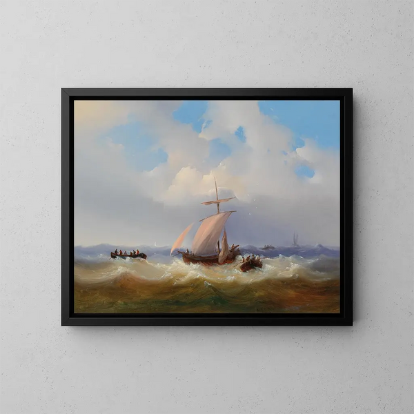 Piccola scena di stalla con pecore - Josef Carl Berthold Püttner — quadro incorniciato alla parete