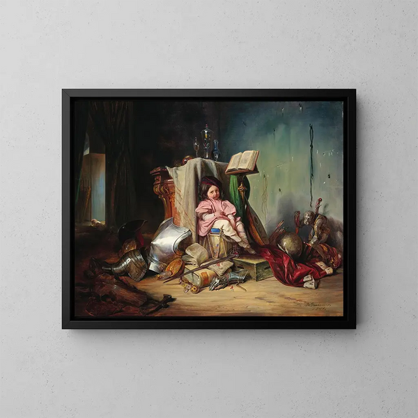 Un enfant su un tamburo - Josef Danhauser — quadro incorniciato alla parete
