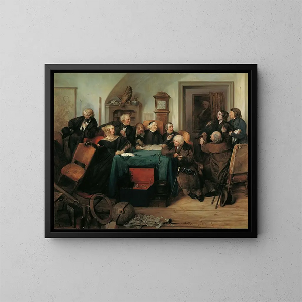 L'apertura del testamento - Josef Danhauser — quadro incorniciato alla parete