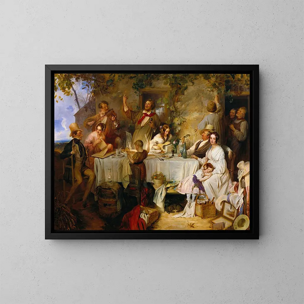 Vin, donna e canto - Josef Danhauser — quadro incorniciato alla parete