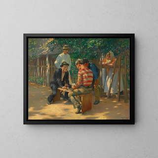 I giocatori di carte - Josef Engelhart — quadro incorniciato alla parete
