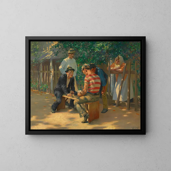 I giocatori di carte - Josef Engelhart — quadro incorniciato alla parete