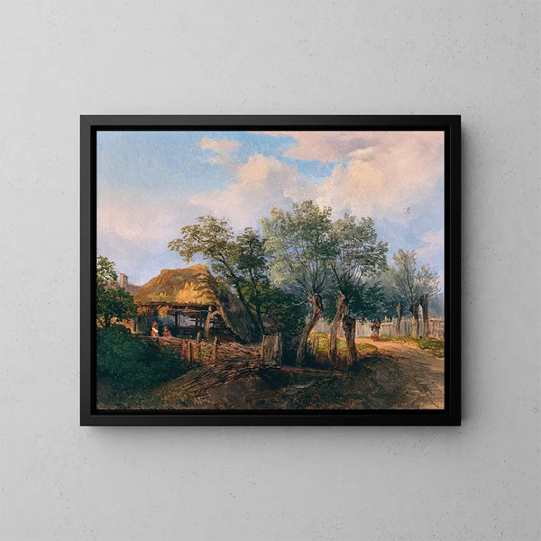 Un idillio di villaggio - Josef Höger — quadro incorniciato alla parete