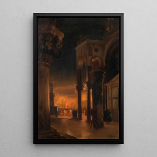 Josef Hoffmann - Karneval am Markusplatz in Venedig bei Nacht.webp