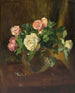 Nature morte con rose in un vaso di vetro e due alleanze - Josef Jungwirth — vista dell’opera