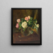 Nature morte con rose in un vaso di vetro e due alleanze - Josef Jungwirth — quadro incorniciato alla parete
