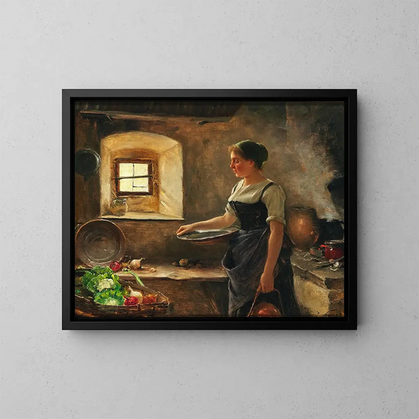 Una cucina rustica - Josef Kinzel — quadro incorniciato alla parete