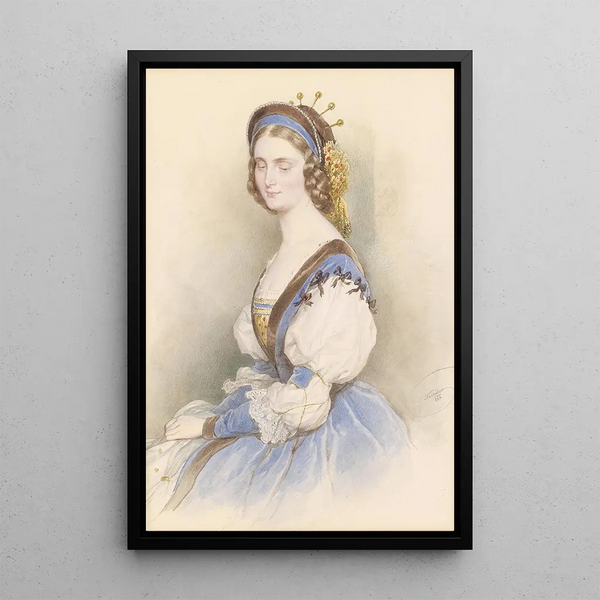 Josef Kriehuber - Bildnis einer jungen Dame in blauem Kleid.webp