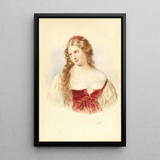 Josef Kriehuber - Portrait of a girl with long and blond hair.webp