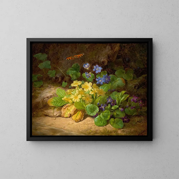 Piccola composizione floreale di fiori alpini - Josef Lauer — quadro incorniciato alla parete