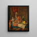 Una natura morta opulenta con un bicchiere di champagne e una brocca in maiolica - Josef Mansfeld — quadro incorniciato alla parete