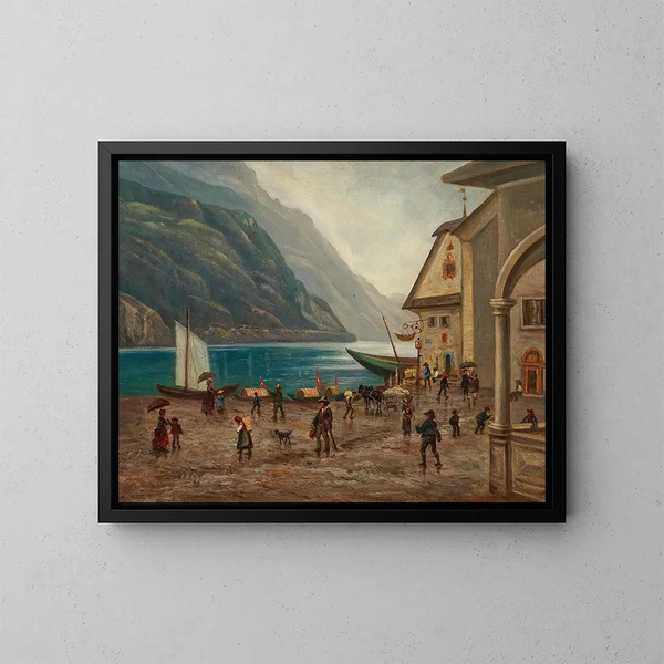 sulla riva del lago Königssee vicino a Berchtesgaden - Josef Mayr — quadro incorniciato alla parete