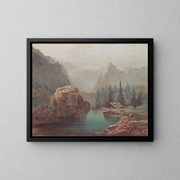 Paesaggio montano con lago - Josef Navrátil — quadro incorniciato alla parete
