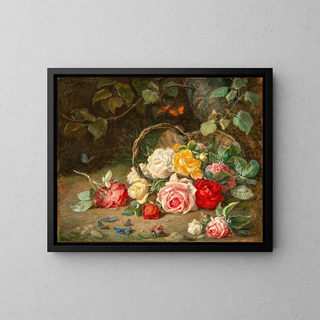 Rose in un cesto - Josef Neugebauer — quadro incorniciato alla parete