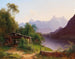 Vista sul lago Zell con Steinernes Meer e il castello di Prielau sullo sfondo - Josef Schwemminger — vista dell’opera