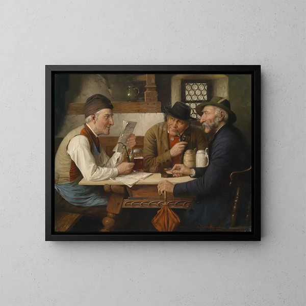 La ronda dell'osteria - Josef Wagner-Höhenberg — quadro incorniciato alla parete
