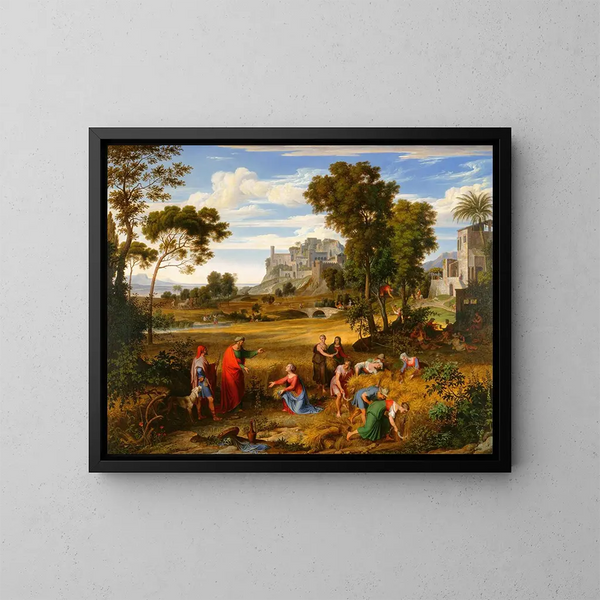 Paesaggio con Ruth e Boaz - Joseph Anton Koch — quadro incorniciato alla parete