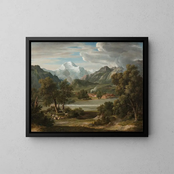 Vallée di Lauterbrunnen vicino a Unterseen con vista sulla Jungfrau - Joseph Anton Koch — quadro incorniciato alla parete