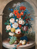 Una natura morta di fiori nello stile degli artisti olandesi del XVII secolo La cattedrale di Saint-Étienne in lontananza - Joseph August Satory — vista dell’opera