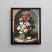 Una natura morta di fiori nello stile degli artisti olandesi del XVII secolo La cattedrale di Saint-Étienne in lontananza - Joseph August Satory — quadro incorniciato alla parete