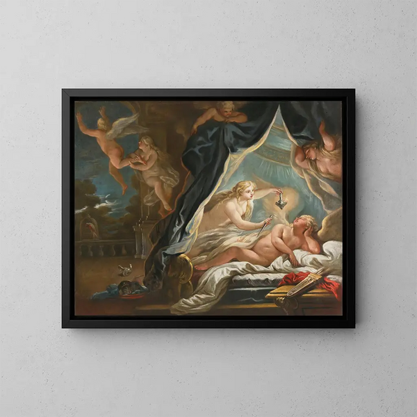 Psyché che scopre il Cupido addormentato - Joseph Goupy — quadro incorniciato alla parete