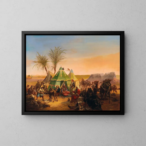 Un accampamento beduino - Joseph Heicke — quadro incorniciato alla parete