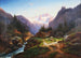 Idillio sulla montagna con vista sul ghiacciaio del Dachstein - Joseph Heicke — vista dell’opera