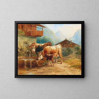 Khe alla fontana - Joseph Heicke — quadro incorniciato alla parete