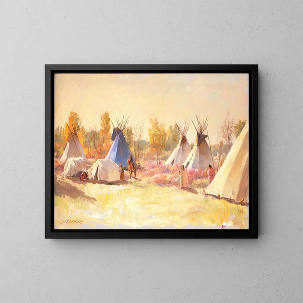 Le Tipi blu - Joseph Henry Sharp — quadro incorniciato alla parete