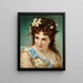 Ritratto di una ragazza con fiori nei capelli - Joseph Hippolyte Aussandon — quadro incorniciato alla parete