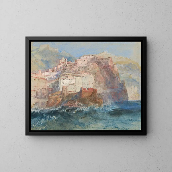 Gênes vista sul mare con la chiesa di Santa Maria Assunta a Carignano - Joseph Mallord William Turner — quadro incorniciato alla parete
