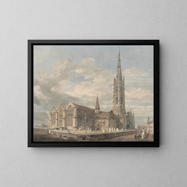 Vista a nord-est della chiesa di Grantham, Lincolnshire - Joseph Mallord William Turner — quadro incorniciato alla parete