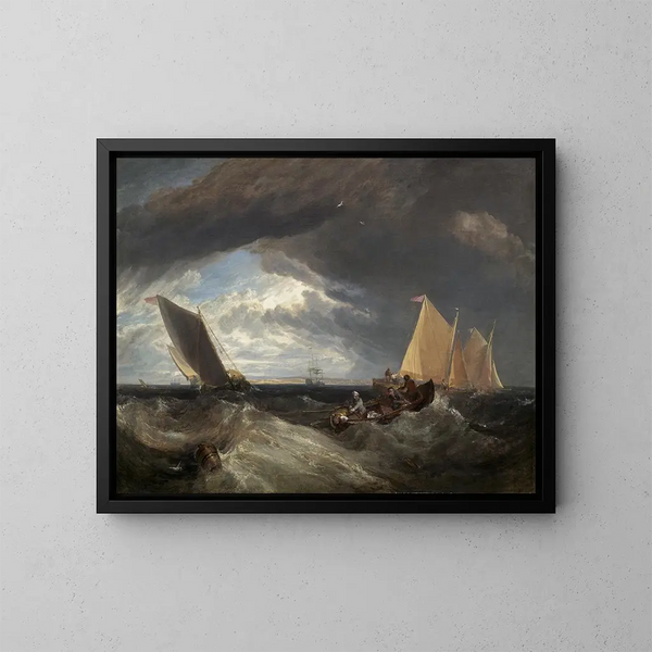 Il confluenza del Tamigi e del Medway - Joseph Mallord William Turner — quadro incorniciato alla parete