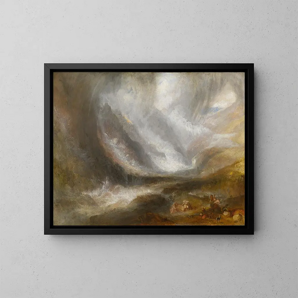 Vallée d'Aoste: tempesta di neve, valanga e temporale - Joseph Mallord William Turner — quadro incorniciato alla parete