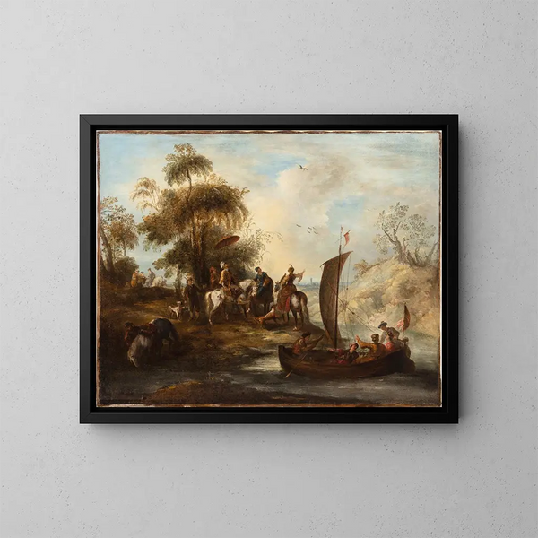 Caccia al falco - Joseph Parrocel — quadro incorniciato alla parete