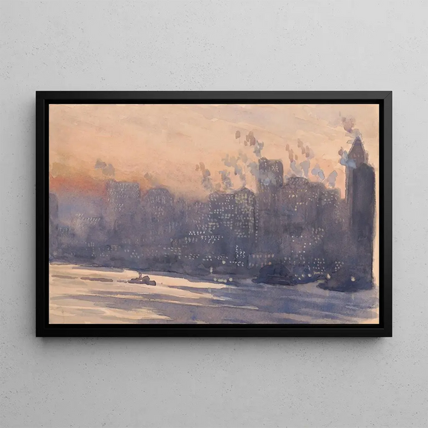 Joseph Pennell - New York City harbor and skyline at night.webp
