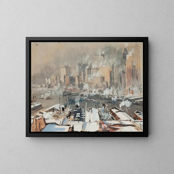 Porto di New York - Joseph Pennell — quadro incorniciato alla parete