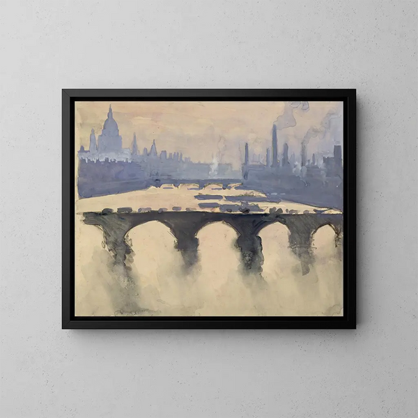 della mia finestra londinese, cupole, guglie e camini, nebbia e fumo - Joseph Pennell — quadro incorniciato alla parete