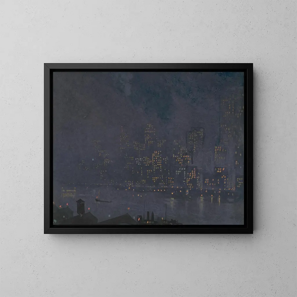 Gratte-ciels la notte - Joseph Pennell — quadro incorniciato alla parete