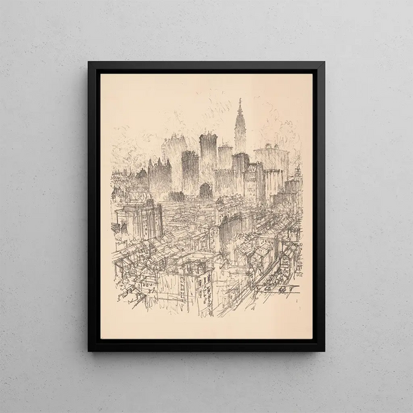 Gratte-ciels depuis Gladstone - Joseph Pennell — quadro incorniciato alla parete