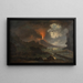 Eruzione del Vesuvio di Notte con Vista sull'École di Virgile - Joseph Rebell — quadro incorniciato alla parete