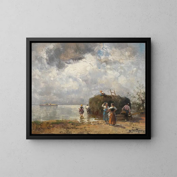 Bateau de pêche au Chiemsee - Joseph Wopfner — quadro incorniciato alla parete