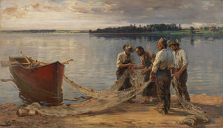 Joseph Wopfner - Netzflickende Fischer am Chiemseeufer.webp