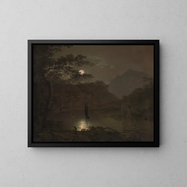 Un lago al chiaro di luna - Joseph Wright de Derby — quadro incorniciato alla parete
