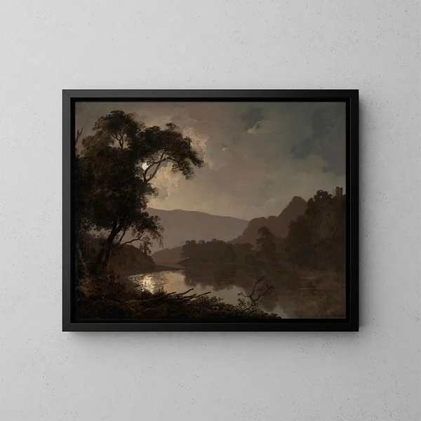 Un paesaggio al chiaro di luna - Joseph Wright de Derby — quadro incorniciato alla parete
