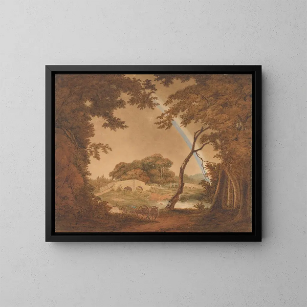 Paesaggio con arcobaleno vicino a Chesterfield - Joseph Wright de Derby — quadro incorniciato alla parete